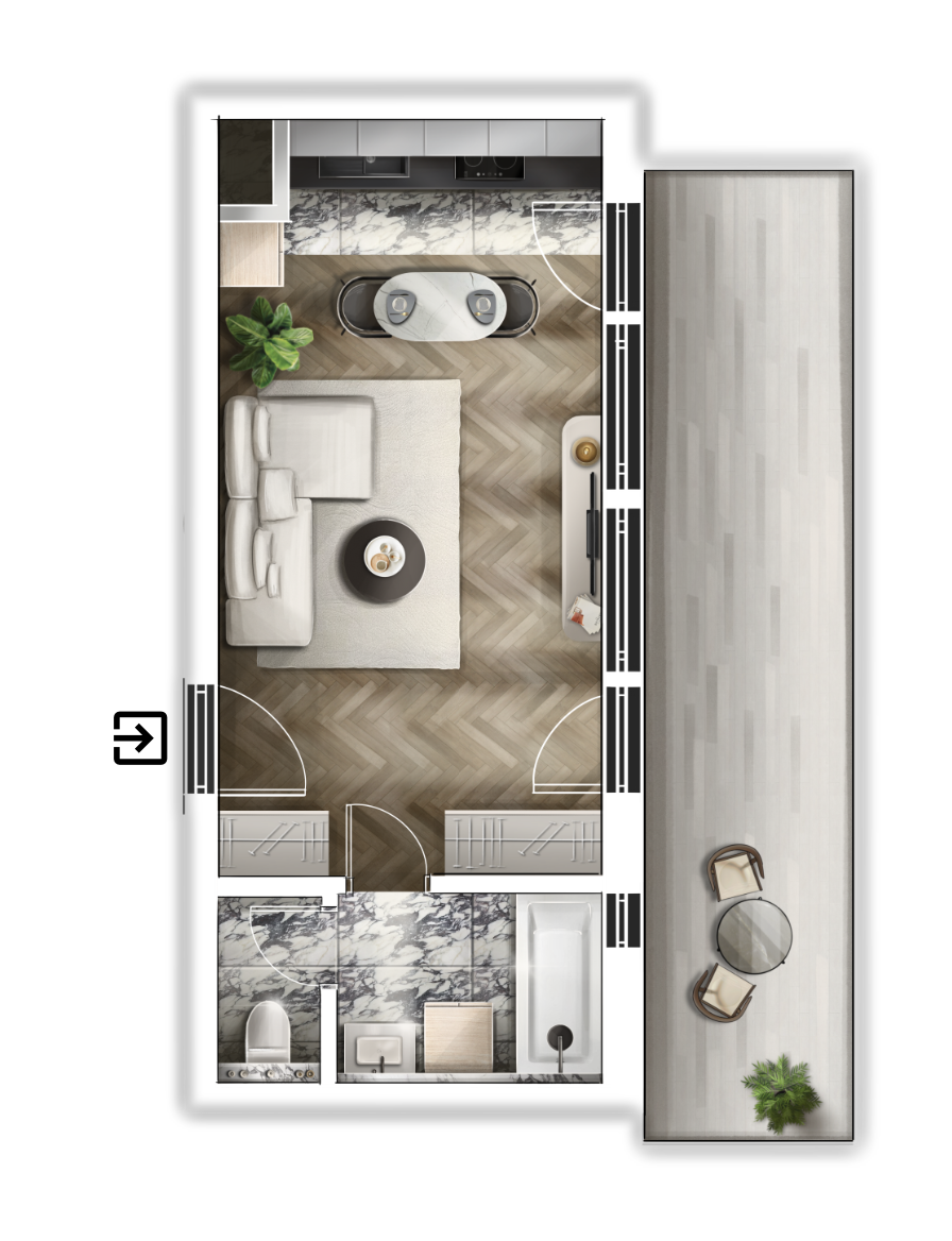 A(z) 402 számú lakás alaprajza
